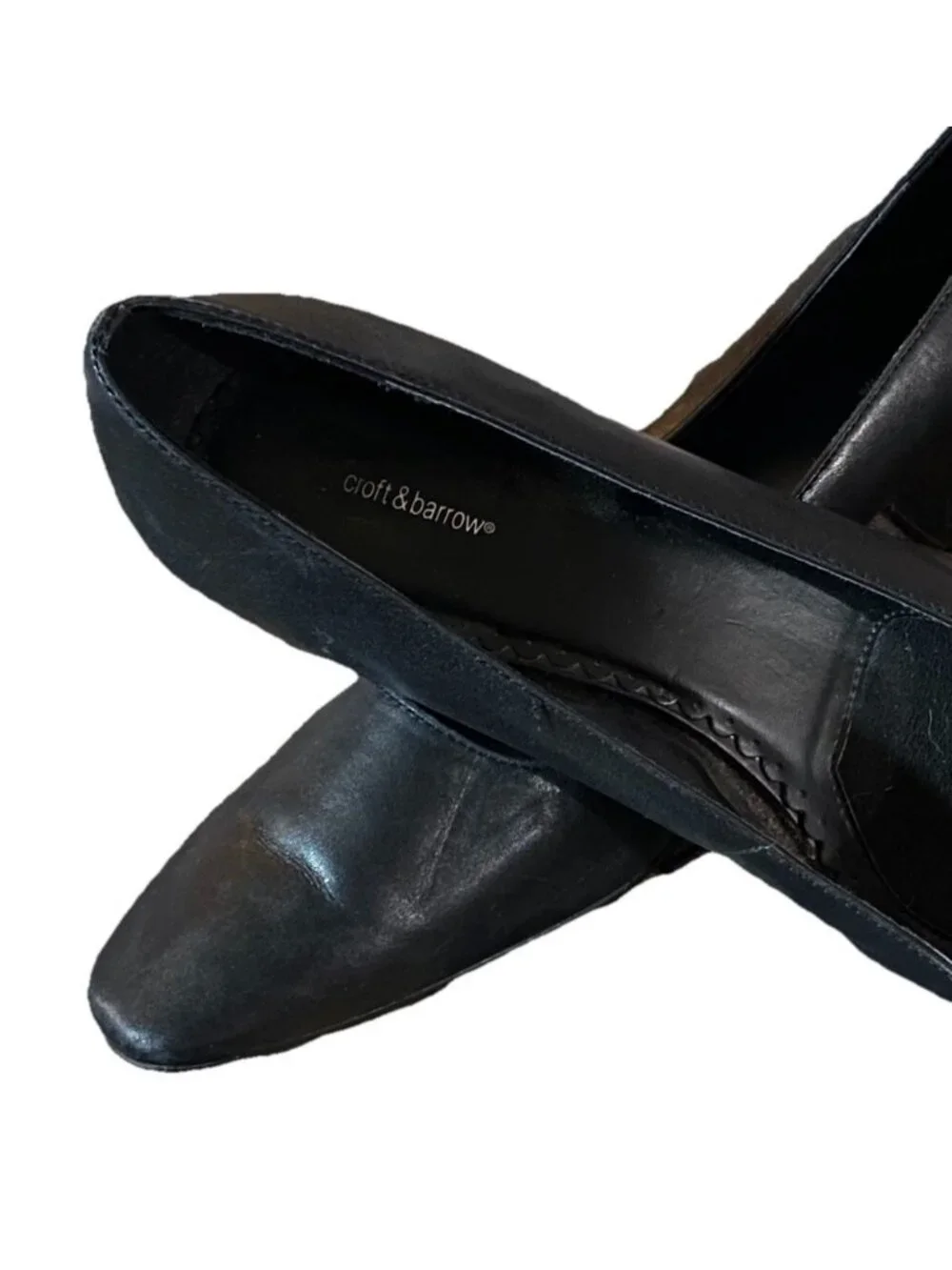 Croft Barrow Black Leather 3" Heels Pump 11M Classic Square Toe Cushioned - Picture 3 of 4